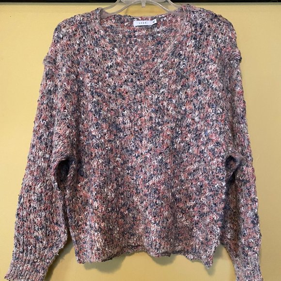 LUSH MULTI COLOR LONG SLEEVE SWEATER PINK Multi Women Size Small - Picture 2 of 5